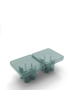 Set di due tavolini quadrati in vetro di Murano soffiato a soda di Yiannis Ghikas