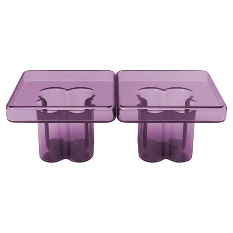 Soda-geblasenes Murano-Glas - zwei quadratische couchtische von Yiannis Ghikas im Angebot