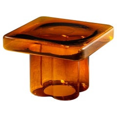 Soda Blown Murano Glass Square Coffee Table in Amber by Yiannis Ghikas
