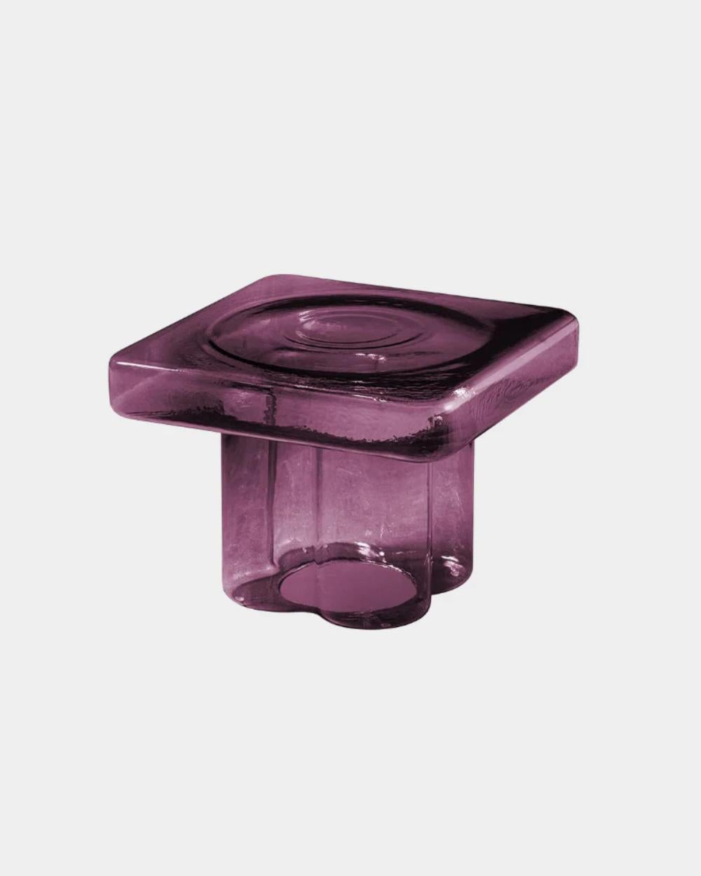 Quadratischer Couchtisch aus mundgeblasenem Muranoglas in Amethyst von Yiannis Ghikas (Geblasenes Glas) im Angebot