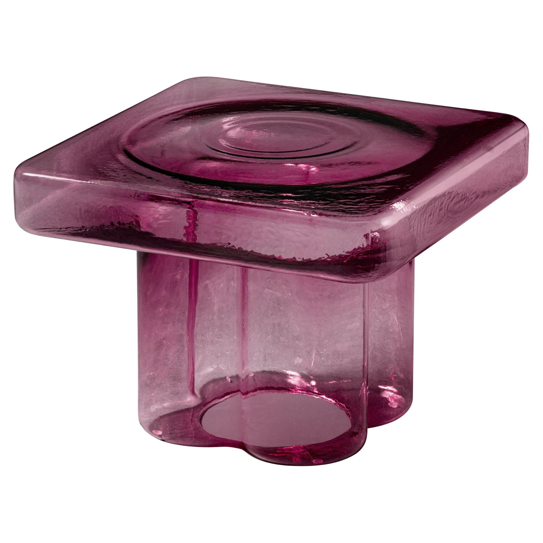 Soda Blown Murano Glass Square Coffee Table in Amethyst by Yiannis Ghikas For Sale