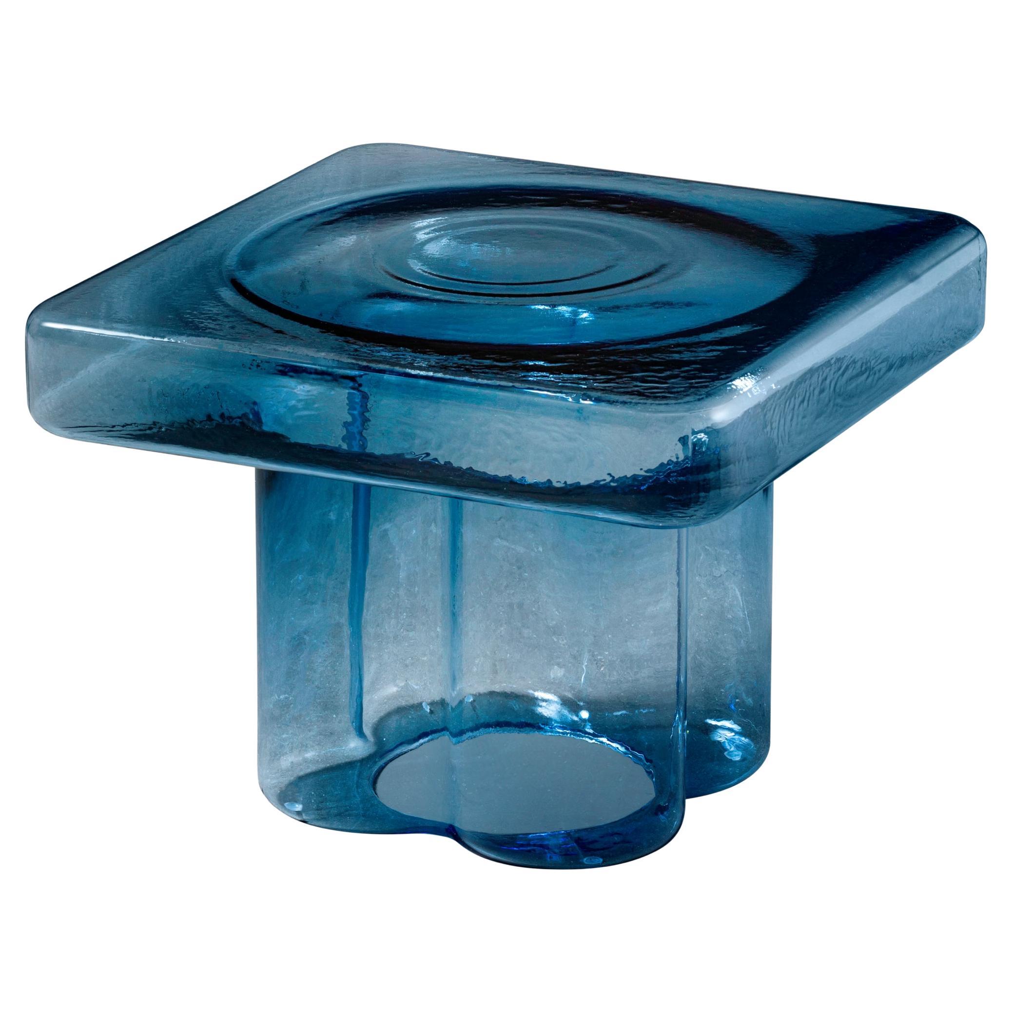 Soda Blown Murano Glass Square Coffee Table in Blue by Yiannis Ghikas For Sale
