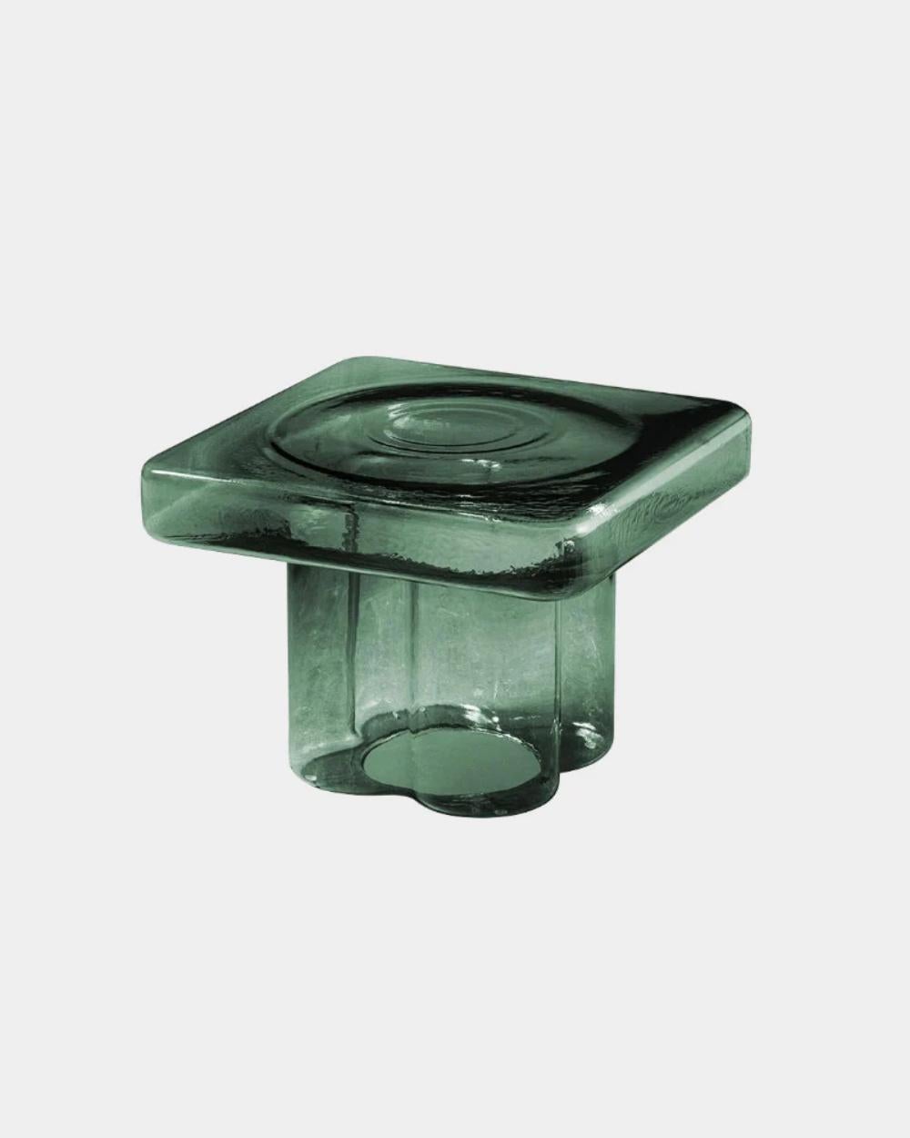Quadratischer Couchtisch aus mundgeblasenem Muranoglas in Petrolgrün von Yiannis Ghikas im Zustand „Neu“ im Angebot in Brooklyn, NY