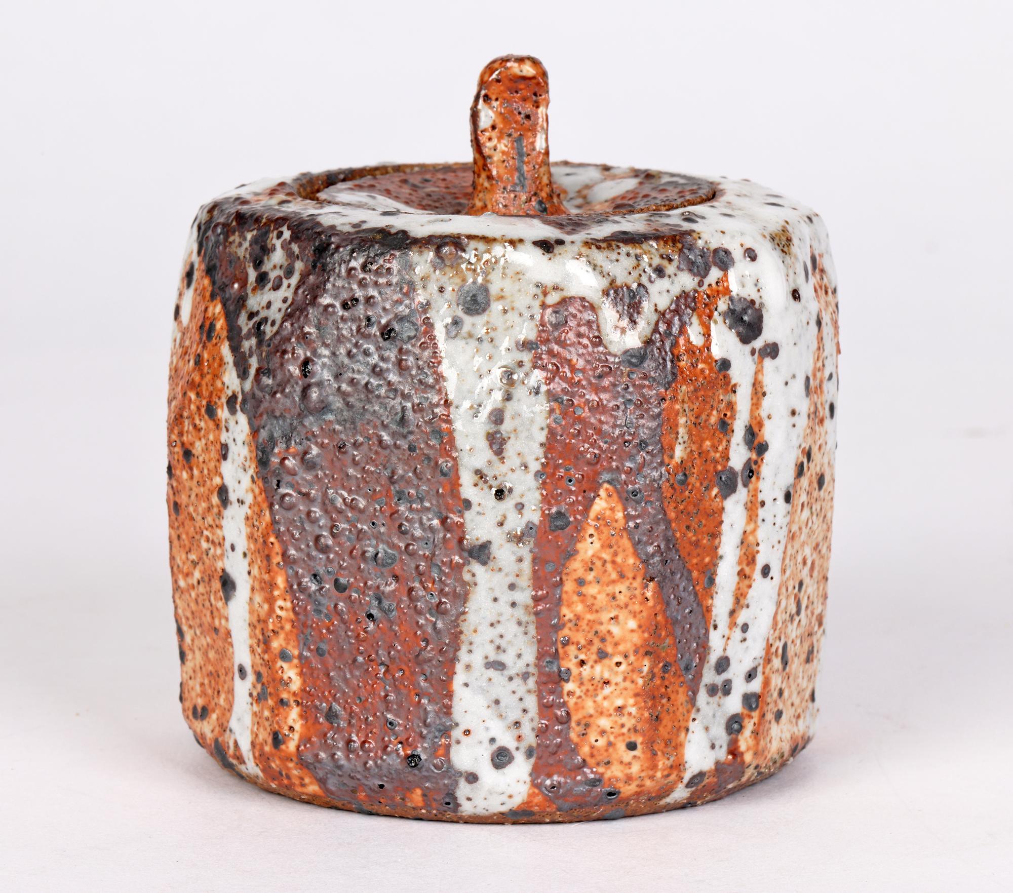 Soda Glazed Multi-Sided Studio Pottery Lidded Vessel For Sale 3
