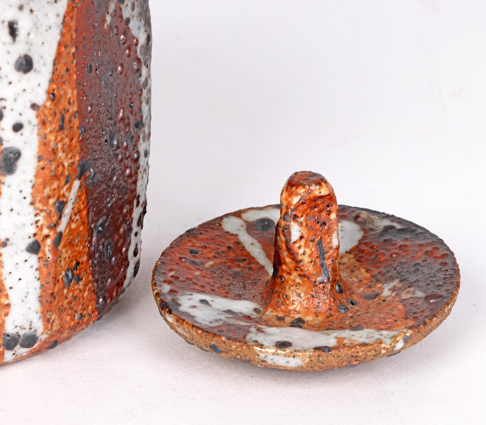 Soda Glazed Multi-Sided Studio Pottery Lidded Vessel For Sale 5