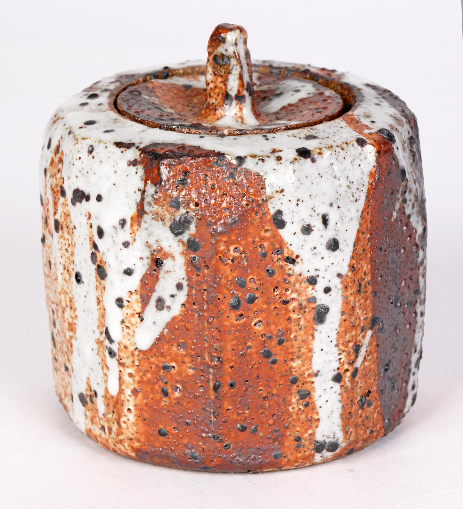 Soda Glazed Multi-Sided Studio Pottery Lidded Vessel For Sale 6