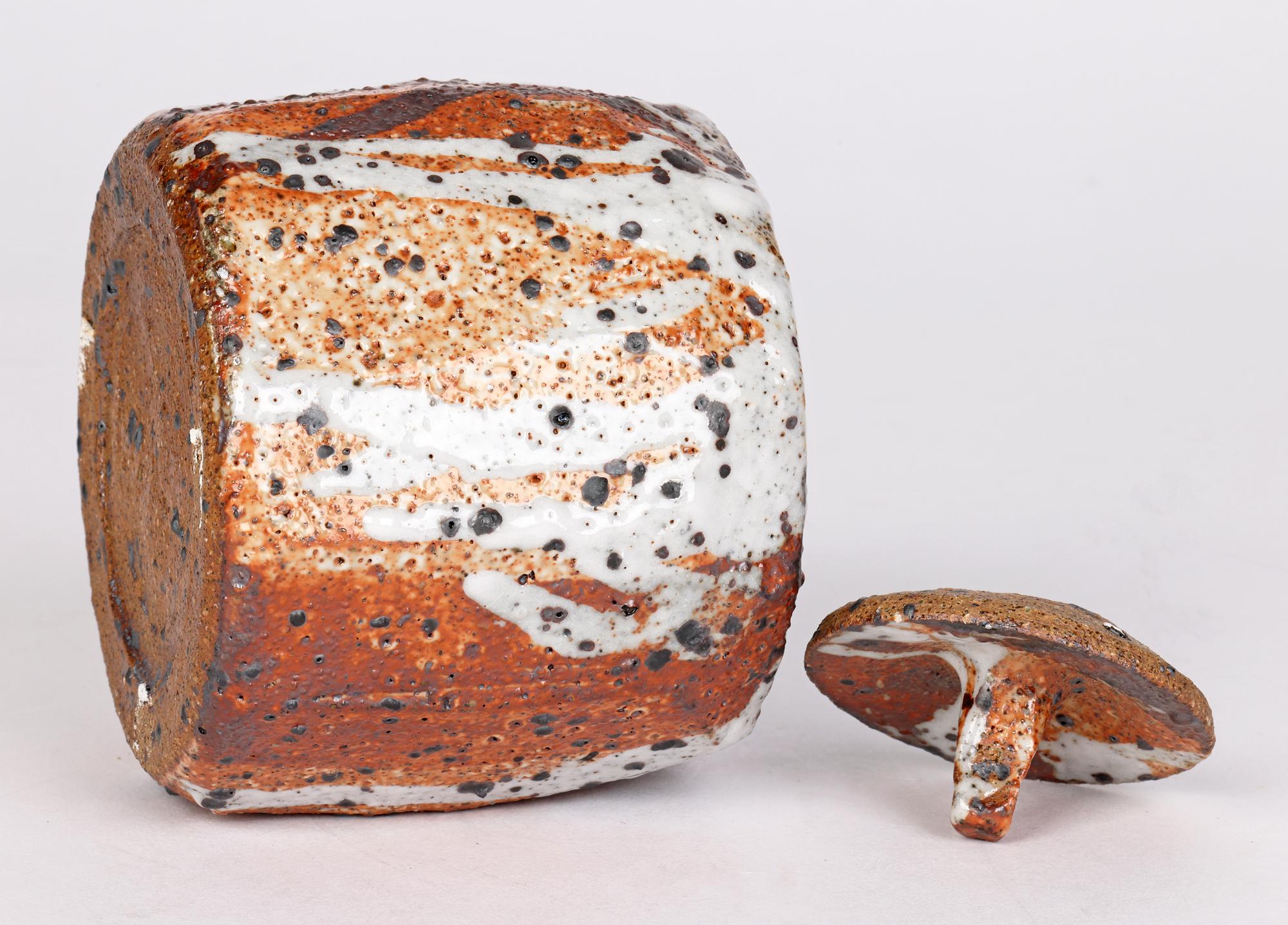 Soda Glazed Multi-Sided Studio Pottery Lidded Vessel For Sale 2