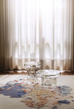 Niedriger Couchtisch aus geblasenem Murano-Glas mit Soda-Eis von Yiannis Ghikas in Blau Light