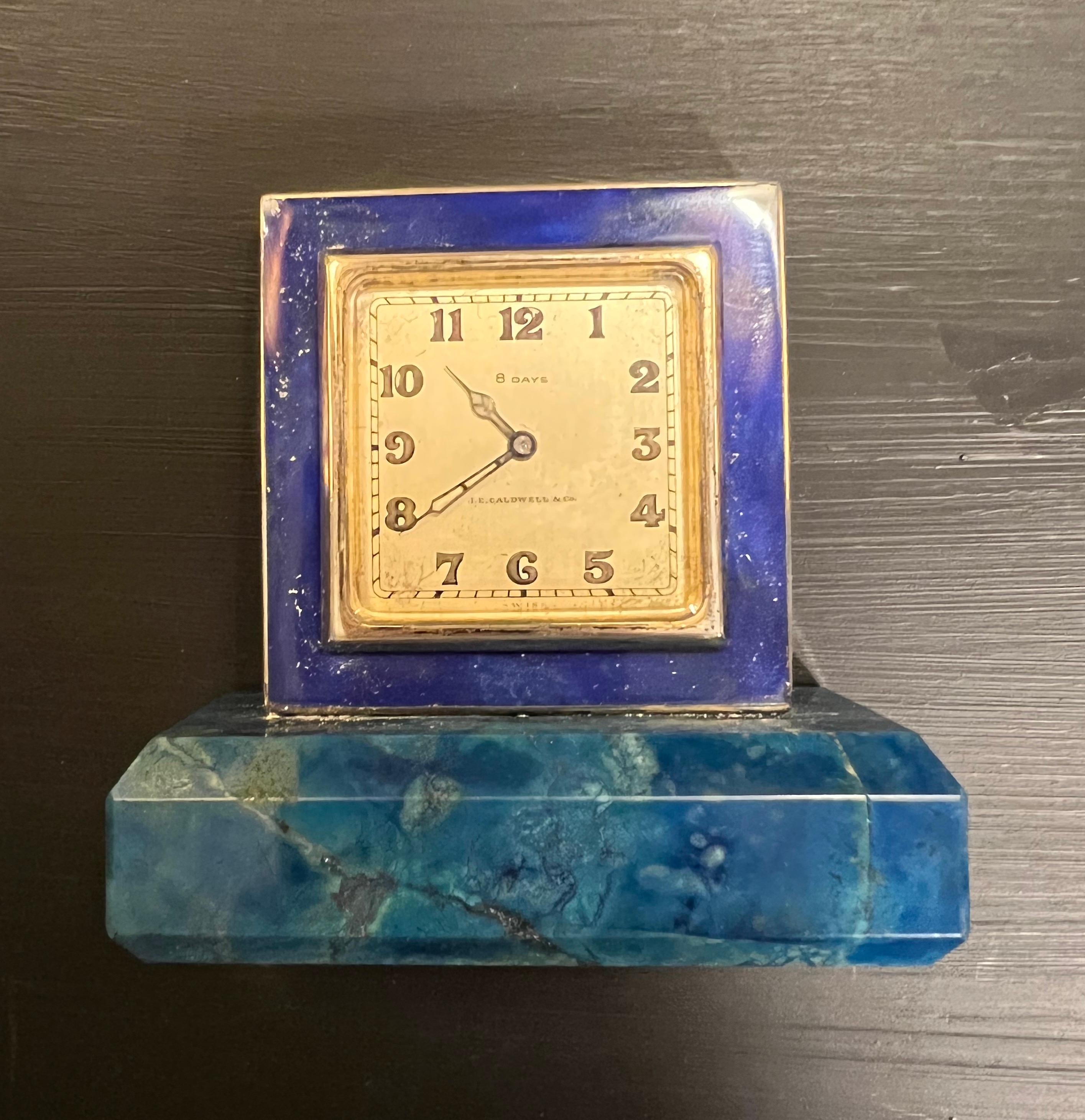 Mr. Giallo is opening his personal vault to sell a collection of his treasured antiques he's held on for so long.

About item
Stunning Rich Blue Sodalite Base & Lapis Top trimmed with Sterling Silver Desk Clock by J.E. Caldwell & Co. Circa 1930s.