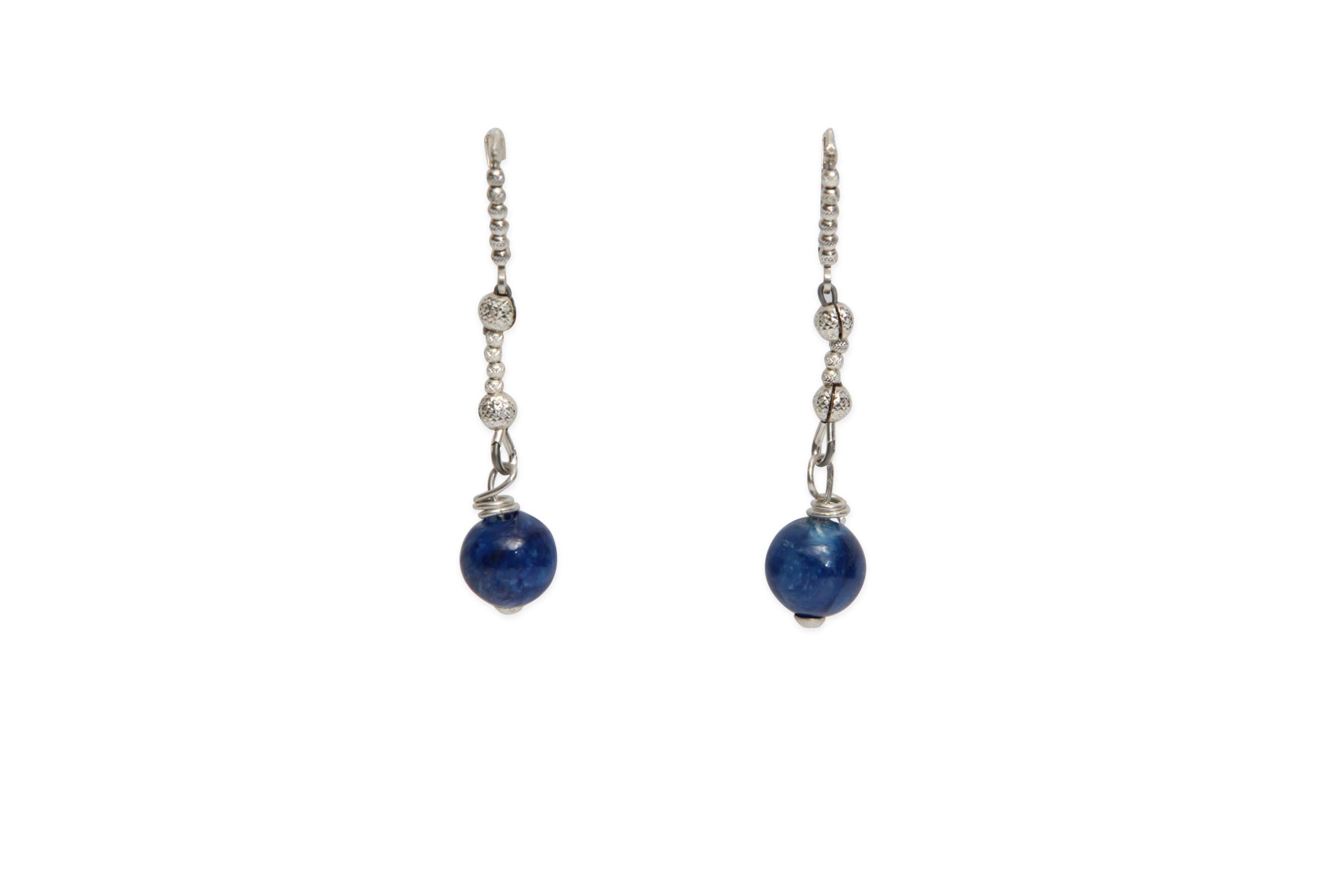Sodalite and Sterling Silver Dangle Earrings For Sale 3