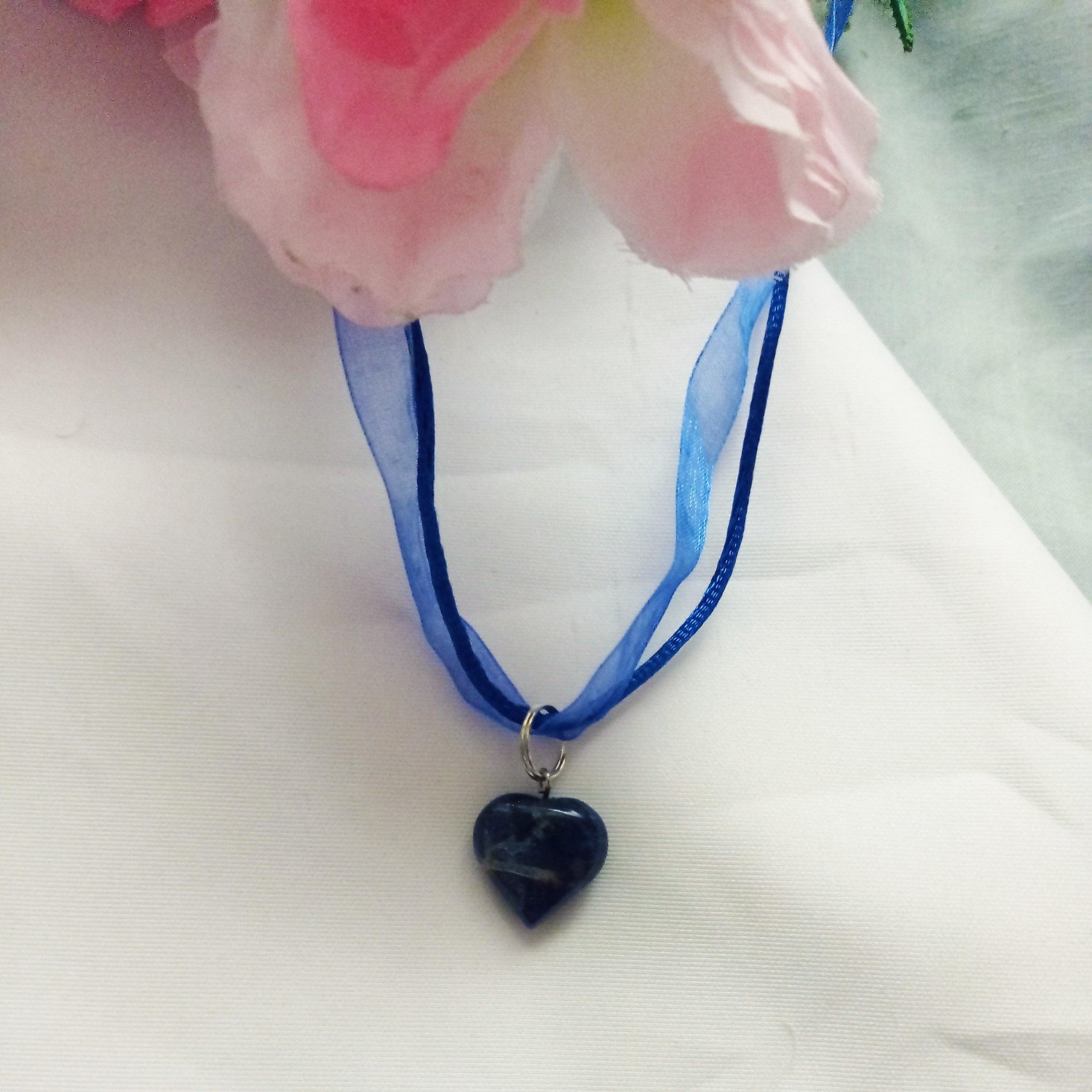 Bead Sodalite Necklace, Blue Heart Necklace, Sodalite Gemstone  by nlanlaVictory For Sale