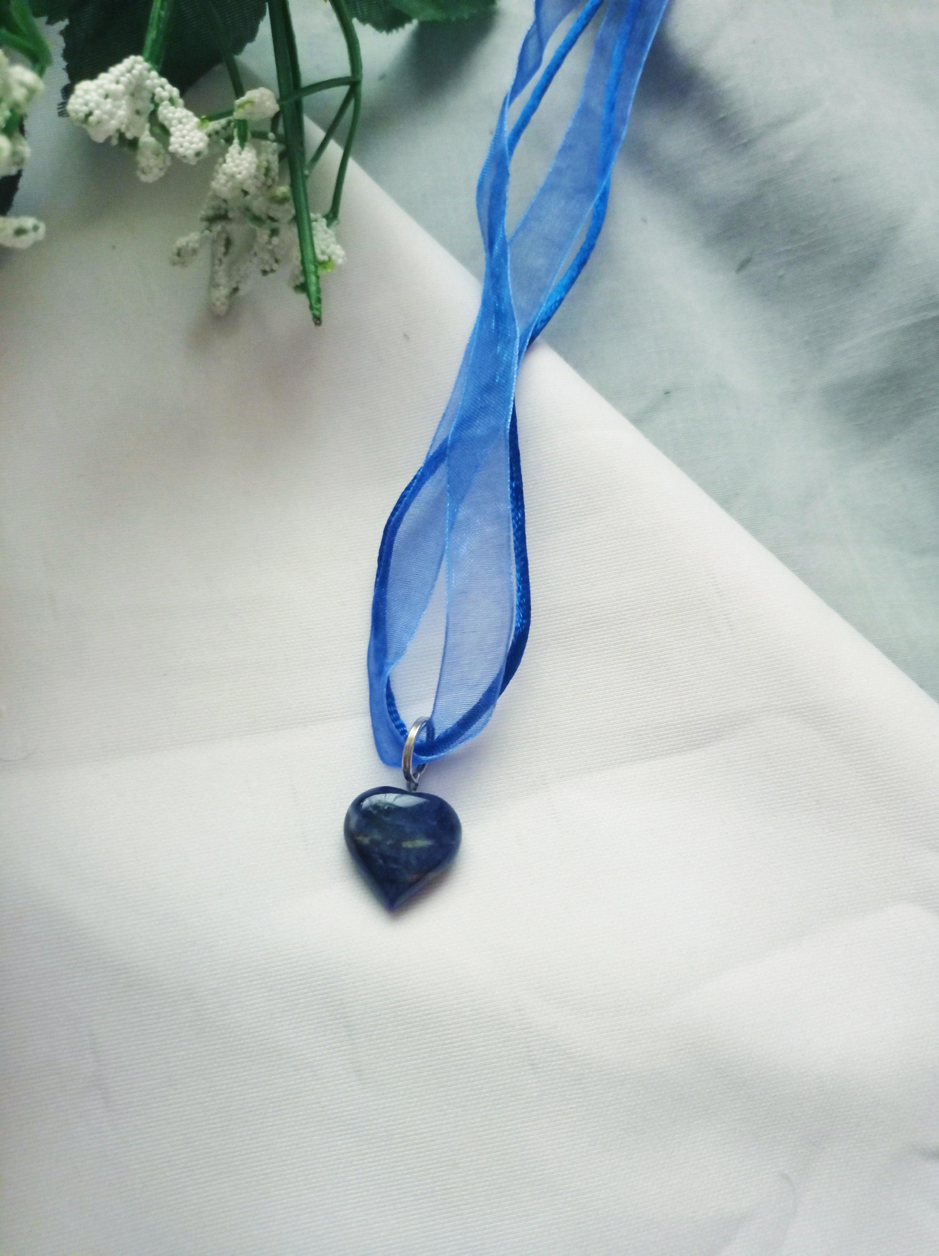 Sodalite Necklace, Blue Heart Necklace, Sodalite Gemstone  by nlanlaVictory In New Condition For Sale In London, GB