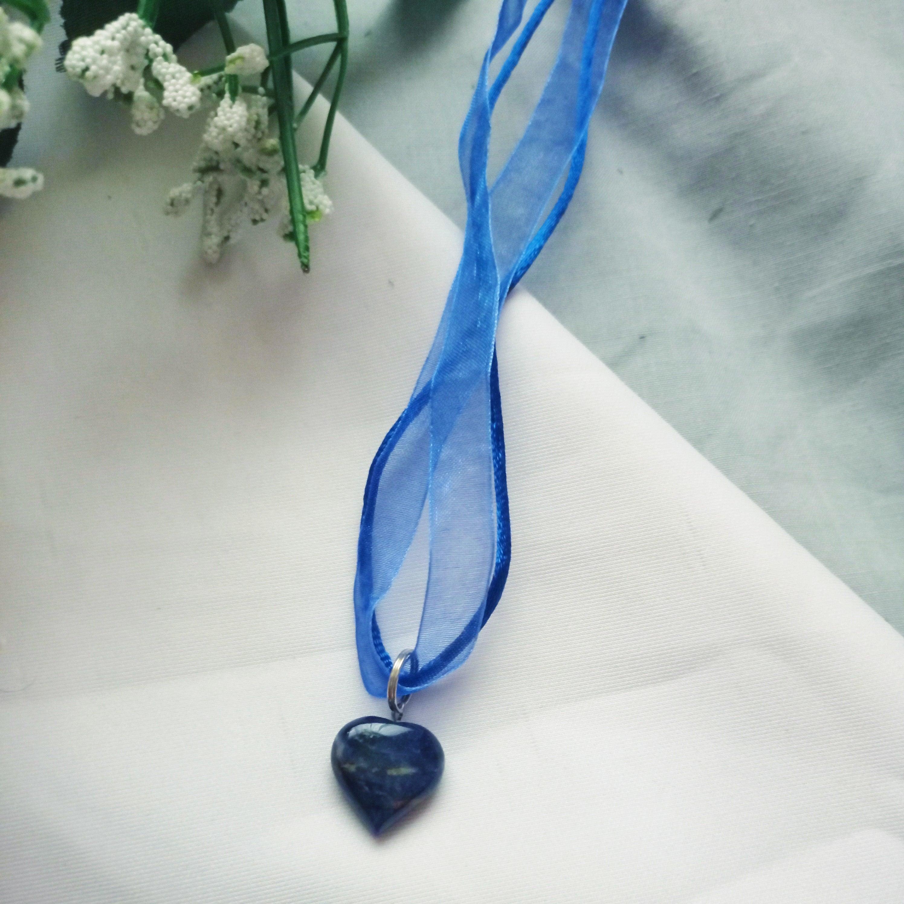 Women's Sodalite Necklace, Blue Heart Necklace, Sodalite Gemstone  by nlanlaVictory For Sale