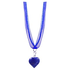 Sodalite Necklace, Blue Heart Necklace, Sodalite Gemstone  by nlanlaVictory