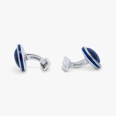 Sodalite Signature Round Cufflinks in Sterling Silver