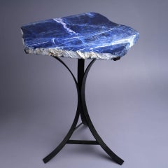 Sodalite Slab Side Table from Brazil – Natural Stone Accent Furniture