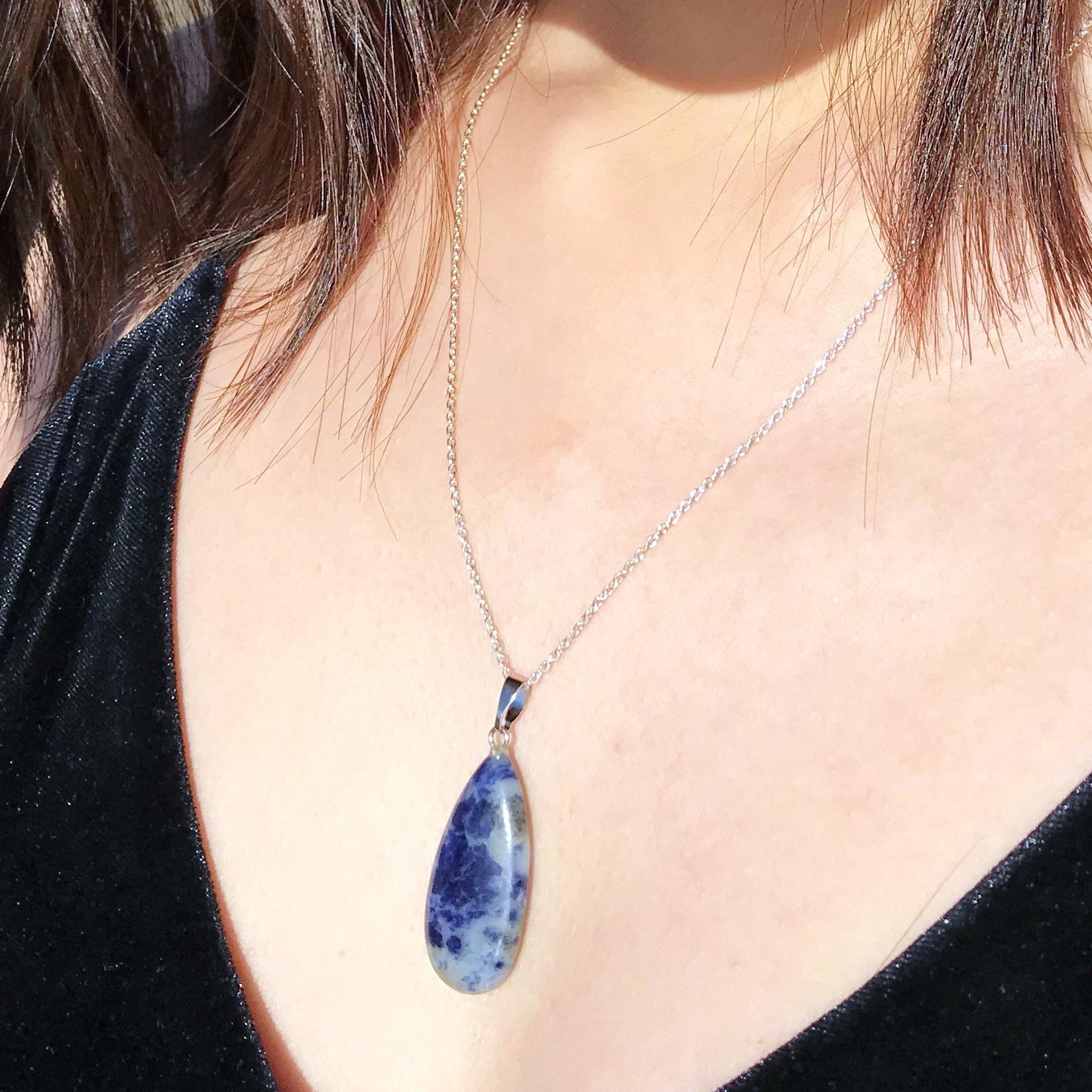 Women's Sodalite Sterling Silver Necklace For Sale