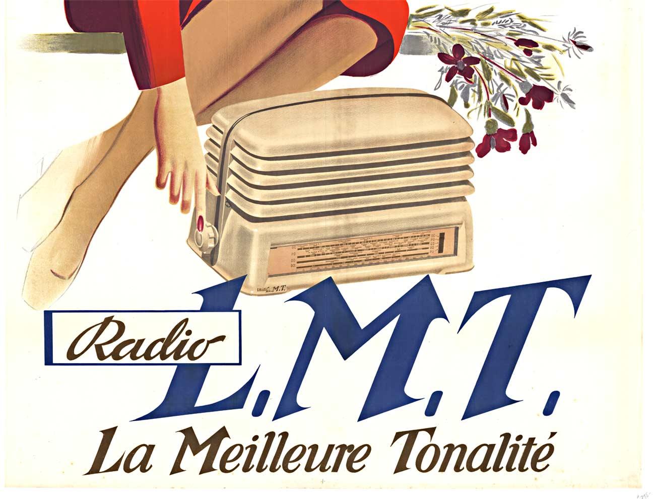 Original „RADIO L. M. T.“  „La Meilleure Tonalite“ Vintage Französisches Radioplakat (Amerikanische Moderne), Print, von Sodico 