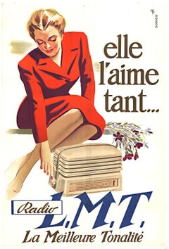 Original "RADIO L. M. T.  La Meilleure Tonalite" vintage French radio poster