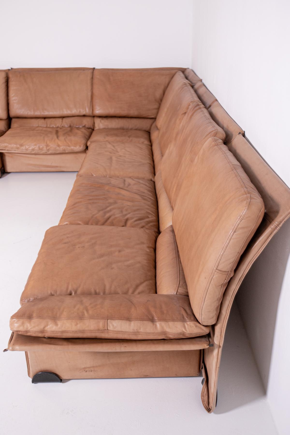 Sofa Albatros by Titina Ammannati and Vitelli for Brunati in Leather, 1976 4