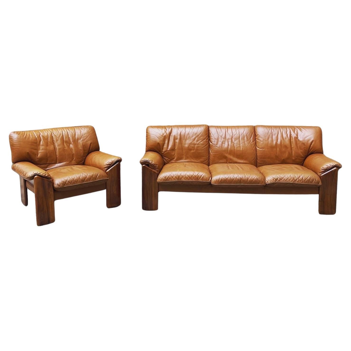 Sofa and Armchair by Mario Marenco for Mobil Girgi, 1970s, Set of 2 For Sale