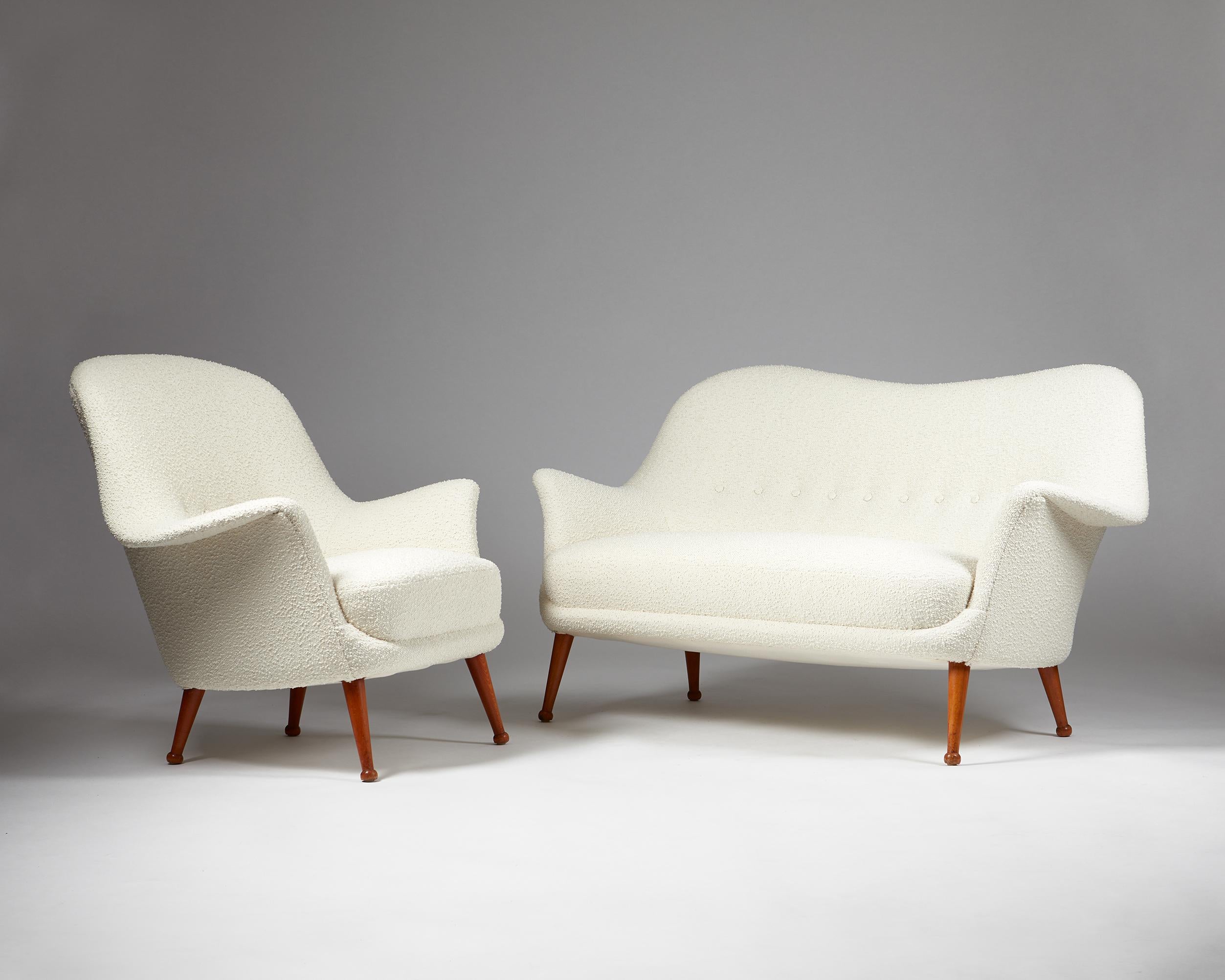 Mid-Century Modern Canapé et fauteuil Divina conçus par Arne Norell, pour Norell Mbler, Suède en vente