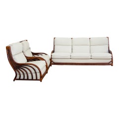 Sofa- und Sesselgarnitur aus Bambus – 1970er Jahre