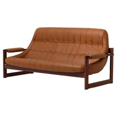 Sofa and Armchairs Set by Percival Lafer, Customised in Brown Leather