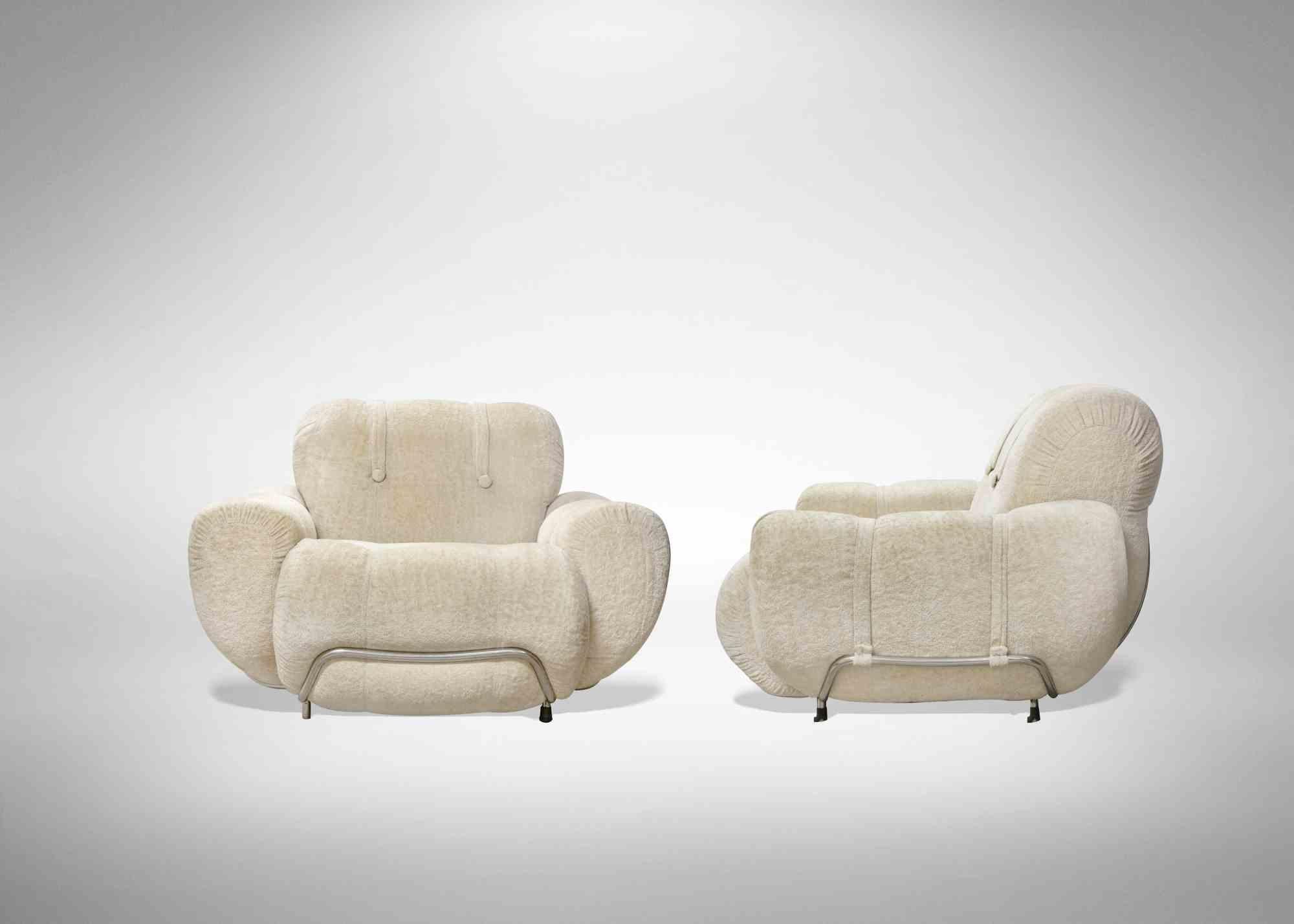 Italian Sofa and Armchairs Set in the Style of Adriano Piazzesi, 1970s For Sale