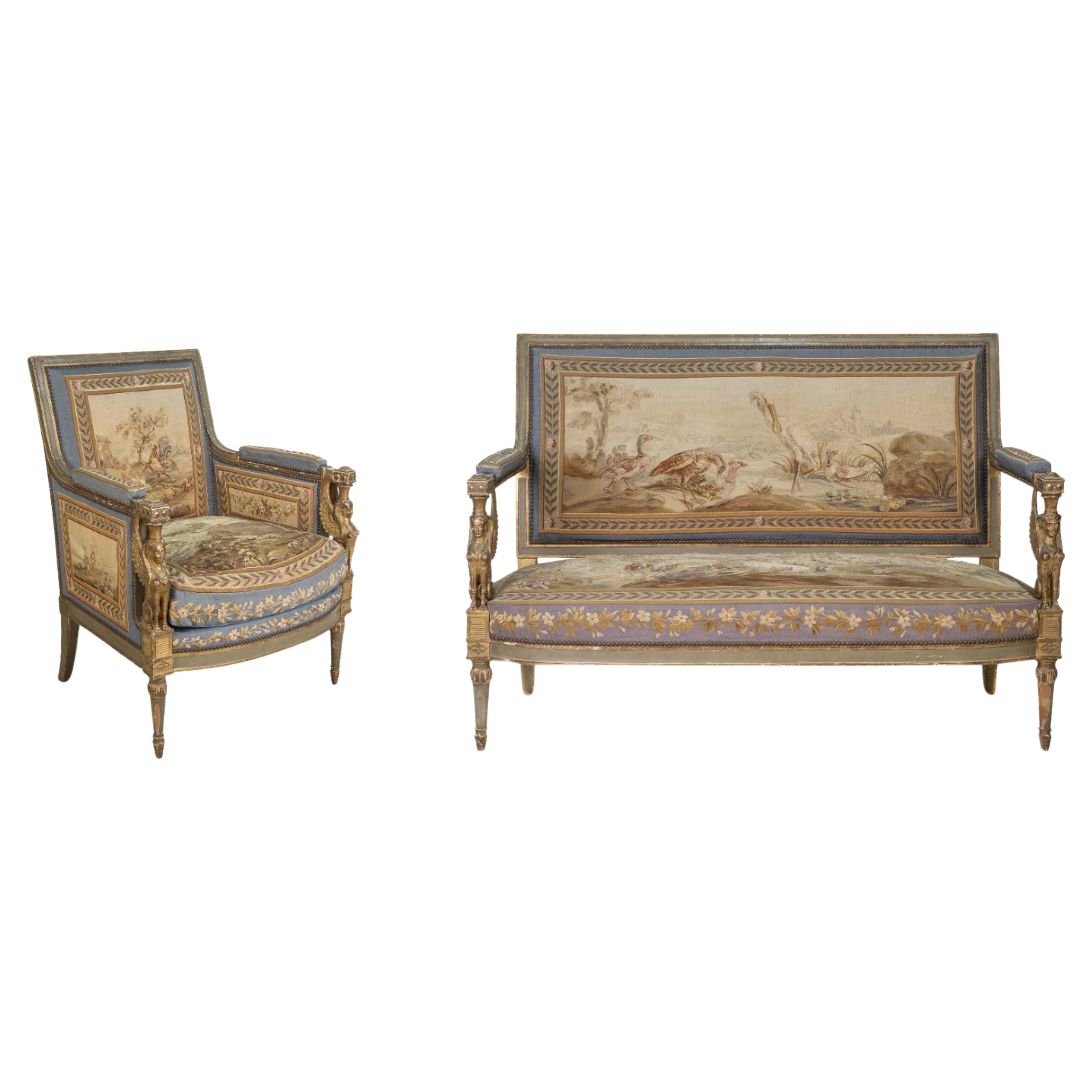 Sofa and Bergere " Retour d'Egypte " Napoleon III 19th Century For Sale