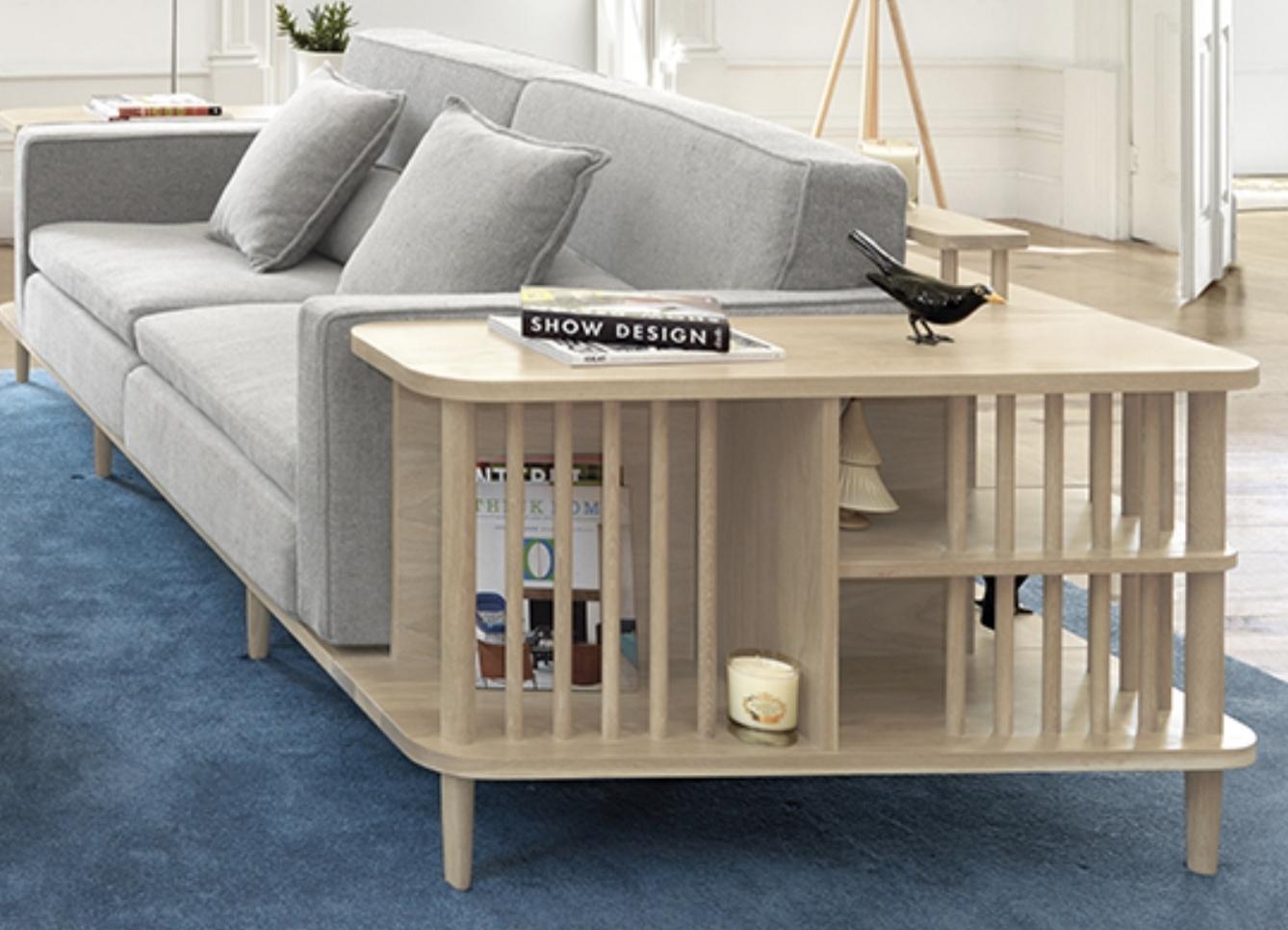 Sofa and Bookshelf Room Divider in Walnut or Oak 3