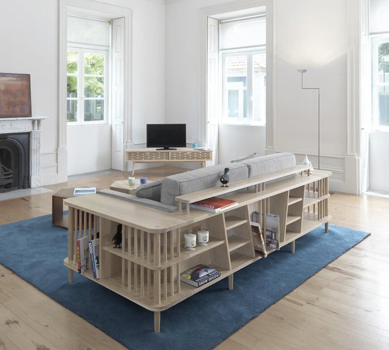 Sofa and Bookshelf Room Divider in Walnut or Oak For Sale at 1stDibs