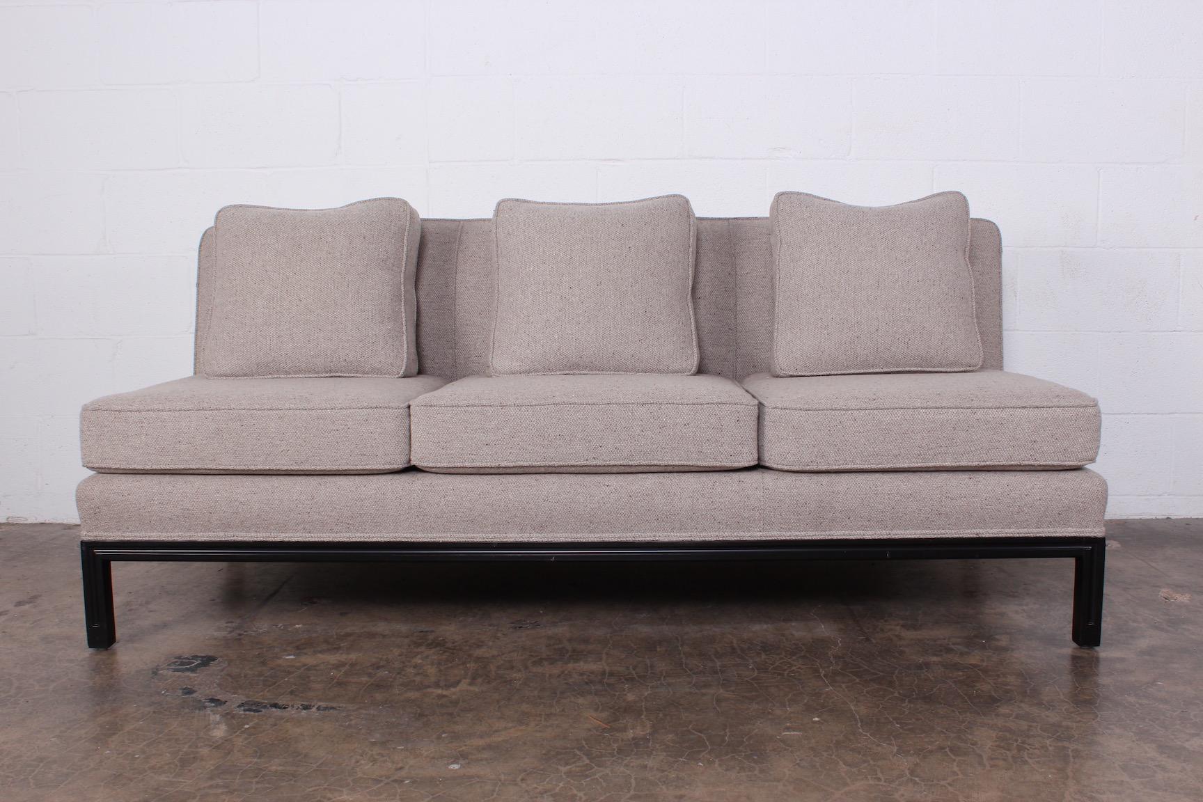 A two-piece sofa and chair designed by Tommi Parzinger for Parzinger Originals.
Measures: Sofa: 68 x 31 x 29 H
Chair: 26 x 31 x 29 H.