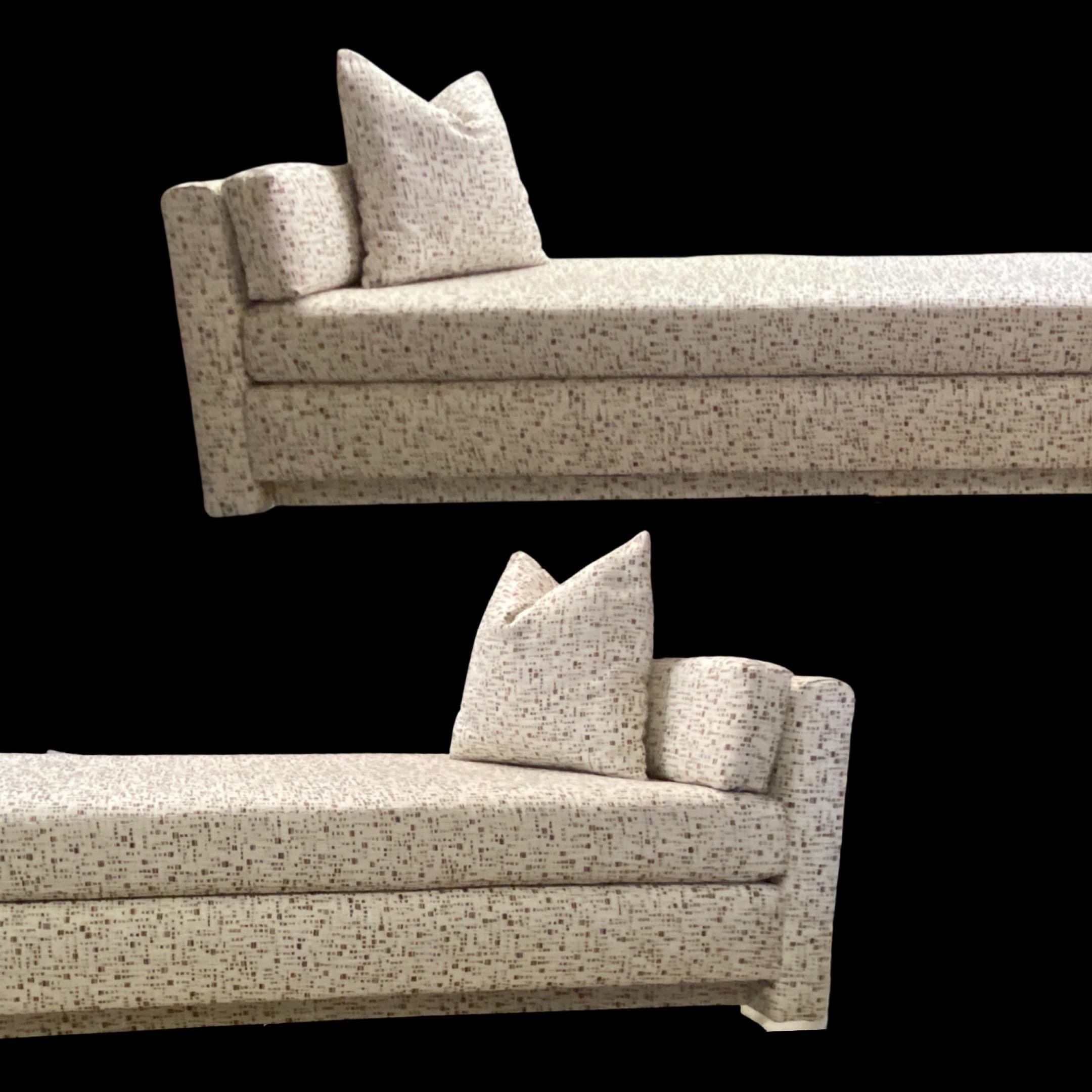 Sofa and Chaise Set in Modern Geometric Neutral Fabric in Style of Steve Chase For Sale 10