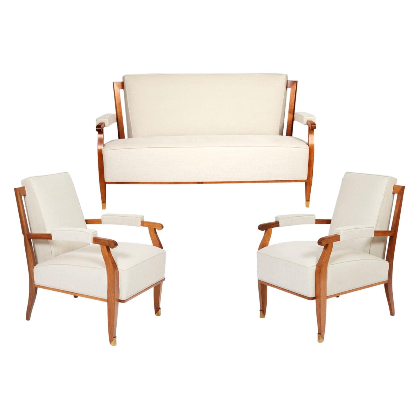 Sofa und Sesselpaar von Jules Leleu:: um 1950