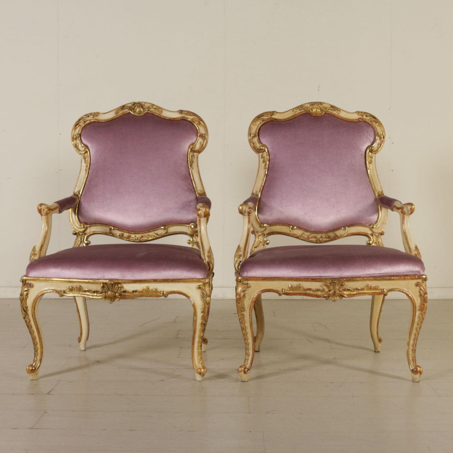 Baroque Revival Sofa and Pair of Armchairs