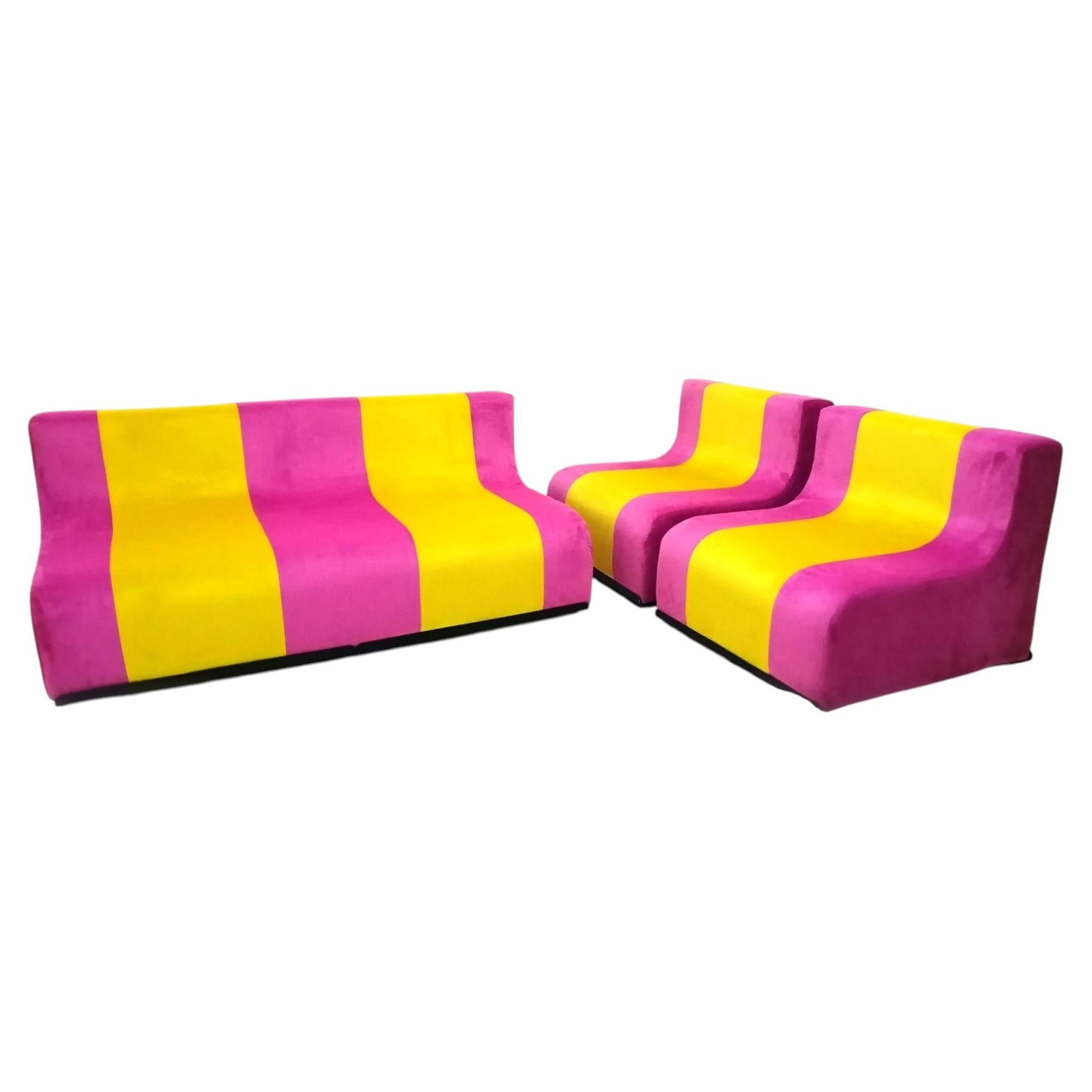 Sofá y par de sillones «Sofo», diseño de Superstudio para Poltronova, 1966 en venta
