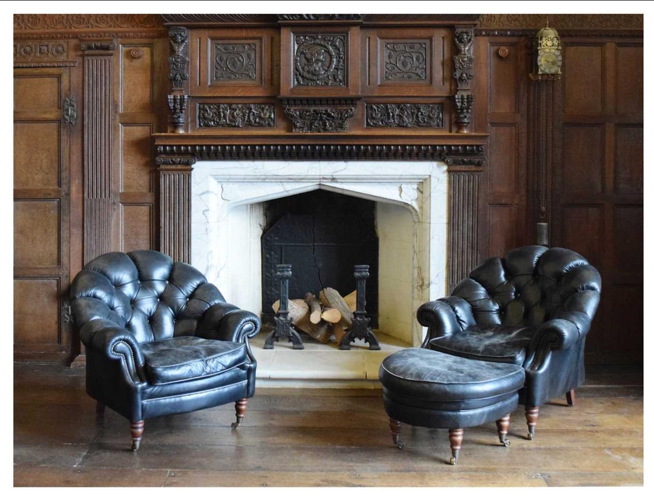 A beautiful set of sofas and armchairs from Barrow Court House in Somerset, England.
Barrow Court is a manor house in Barrow Gurney, Somerset, England. The site was originally Barrow Gurney Nunnery, which was rebuilt in the 16th and 19th centuries.