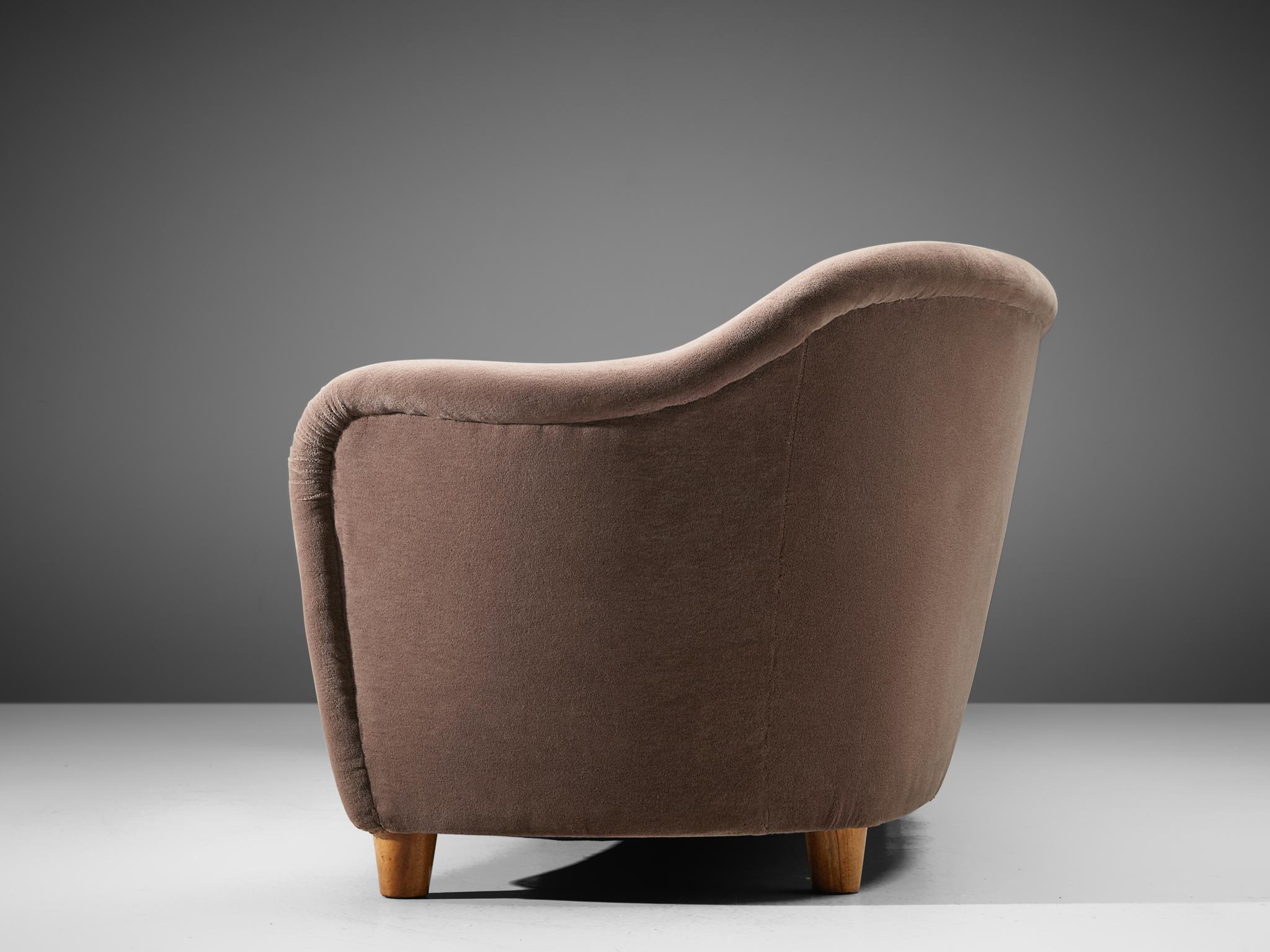 Large Curved Sofa in Velvet Upholstery 1