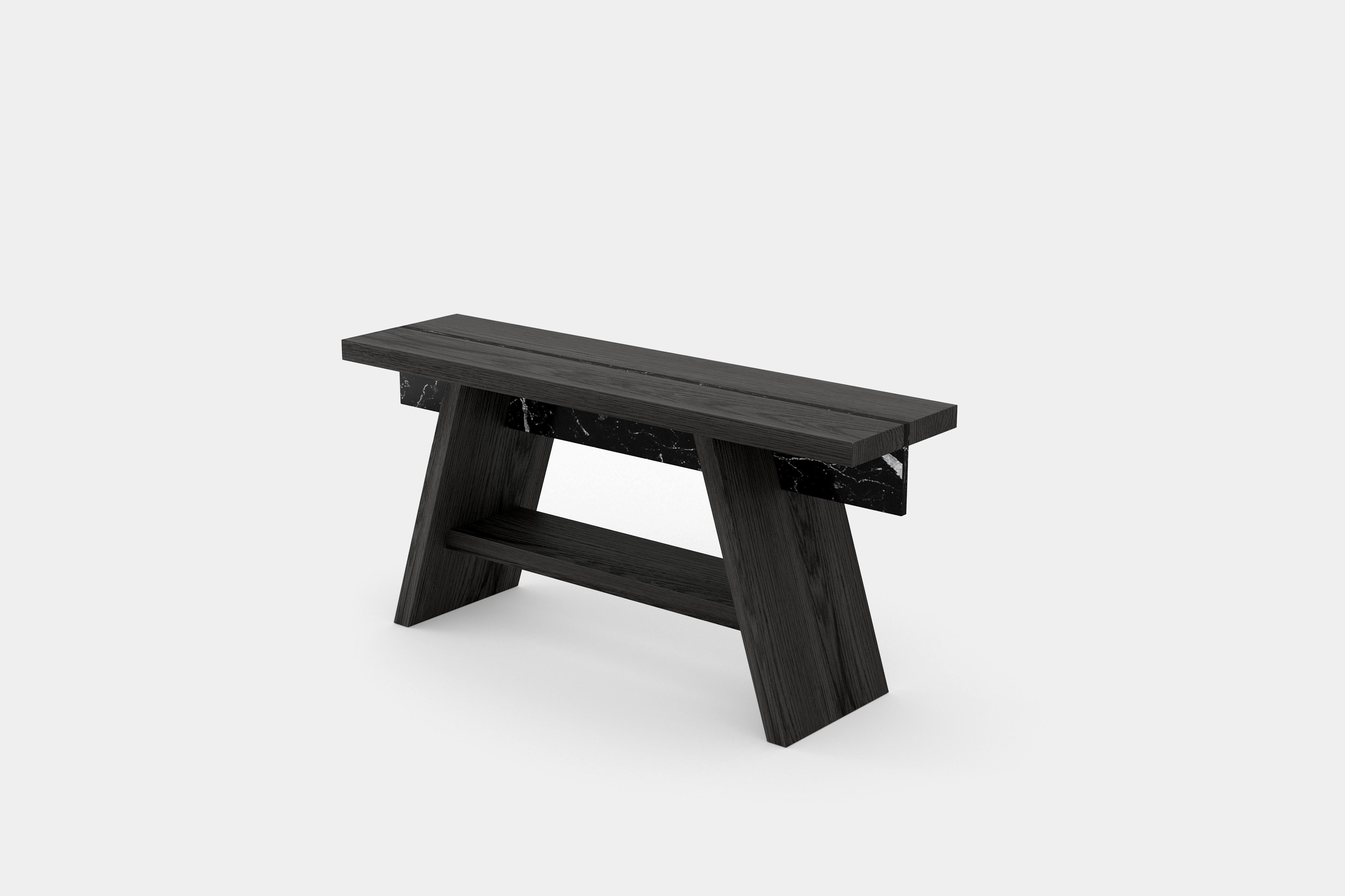 Laws of Motion Sofa Back in Solid Black Wood, Console Table by Joel Escalona

Laws of Motion is a furniture collection that through a series of different typologies explores concepts like force, gravity and movement. Each of these functional