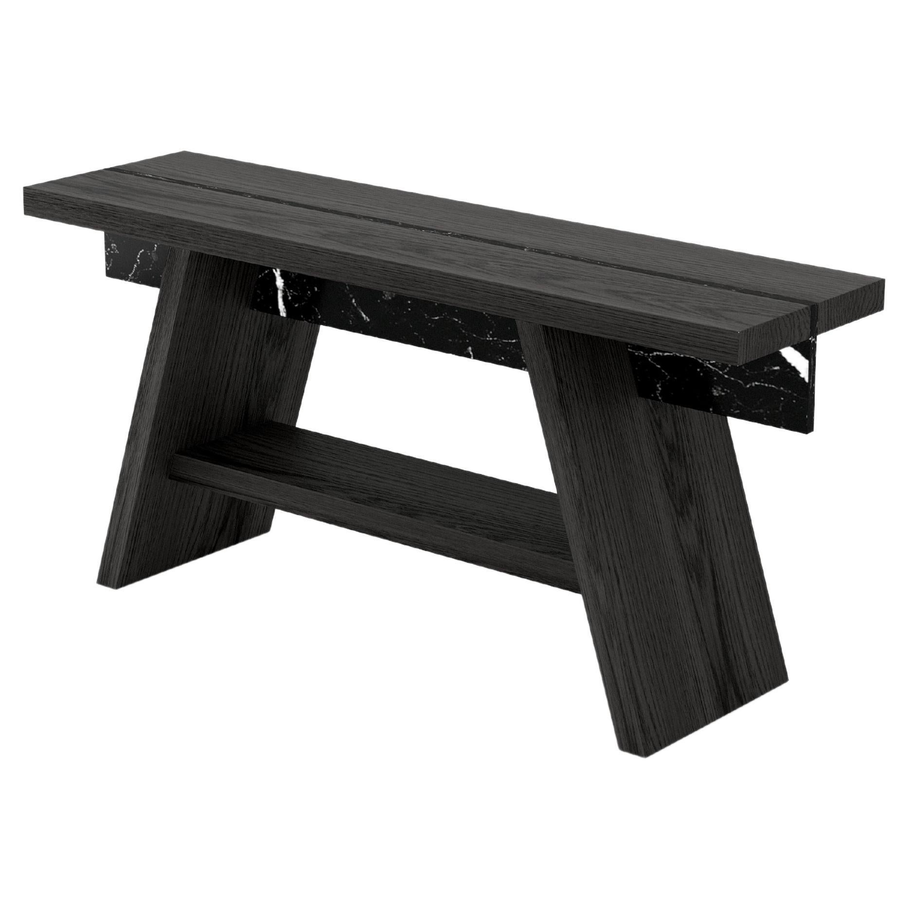 Laws of Motion Sofa Back in Solid Black Wood, Console Table by Joel Escalona