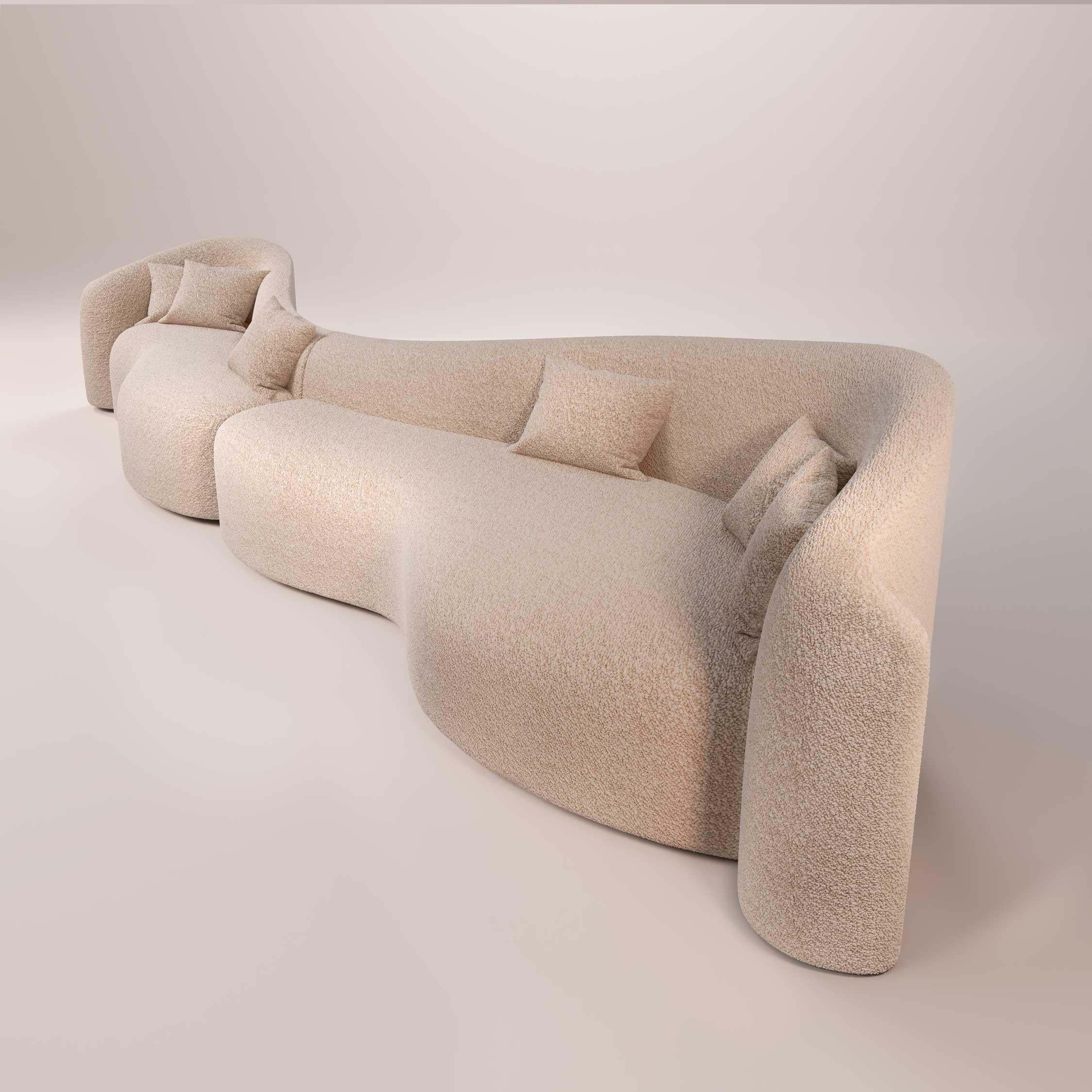 Sofa Baïne Sand in Dedar Fabric by Jérôme Bugara Editions In New Condition For Sale In VERSAILLES, FR