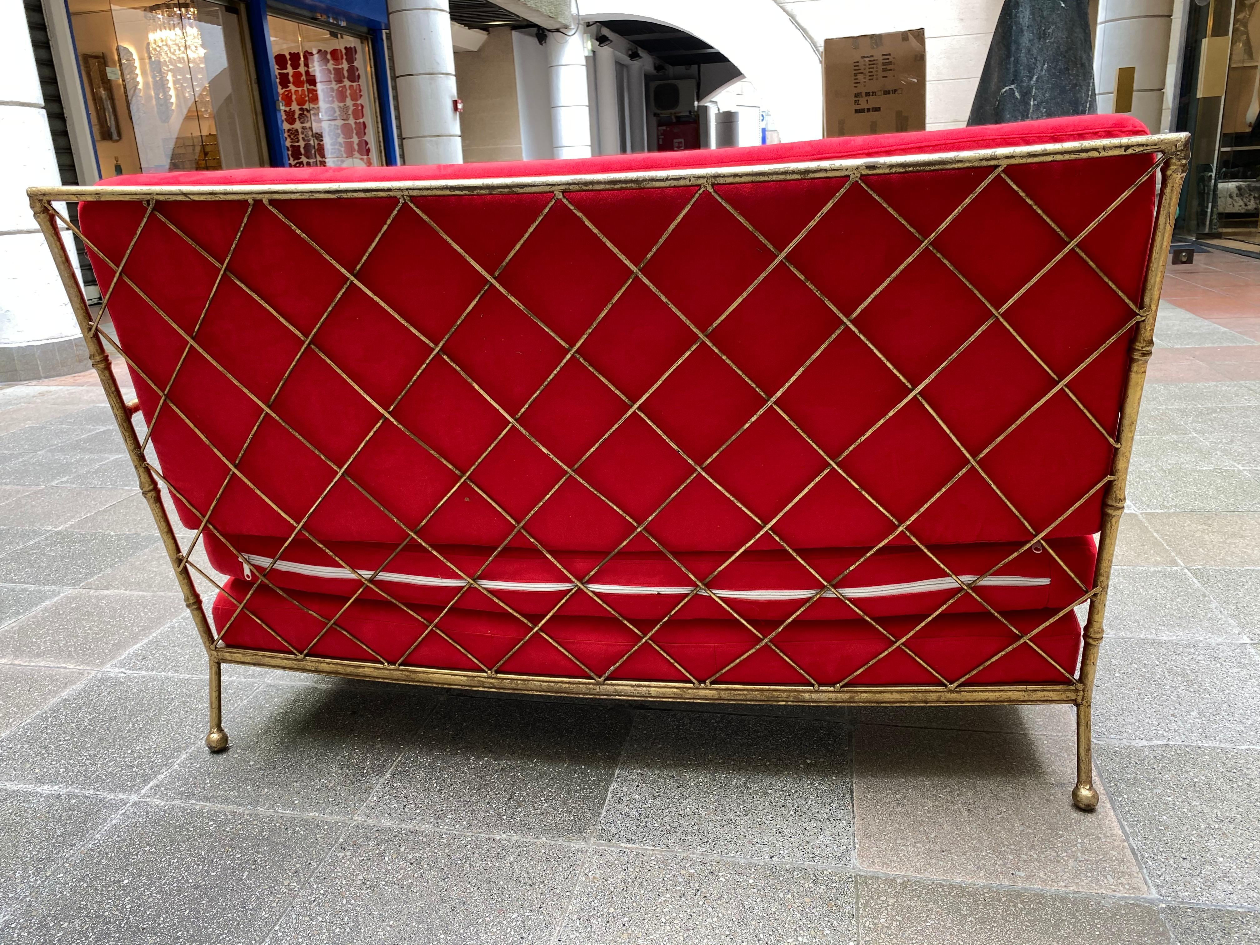Sofa Bamboo Pattern in Old Gold Metal 2