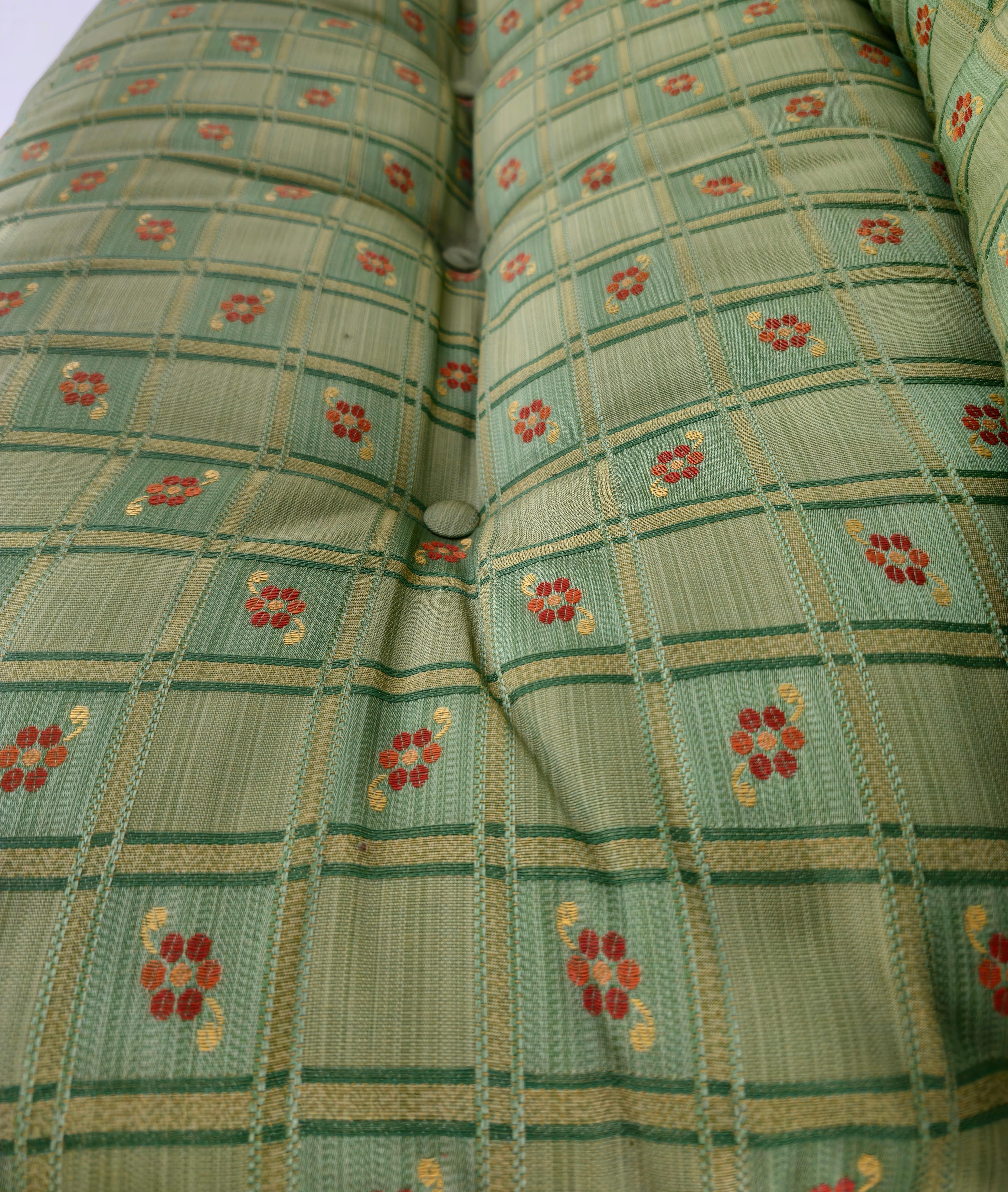 Sofa aus Bambus und Rattan mit grünem Stoff, Vivai del Sud zugeschrieben, Mitte des Jahrhunderts, 1970er Jahre im Angebot 1