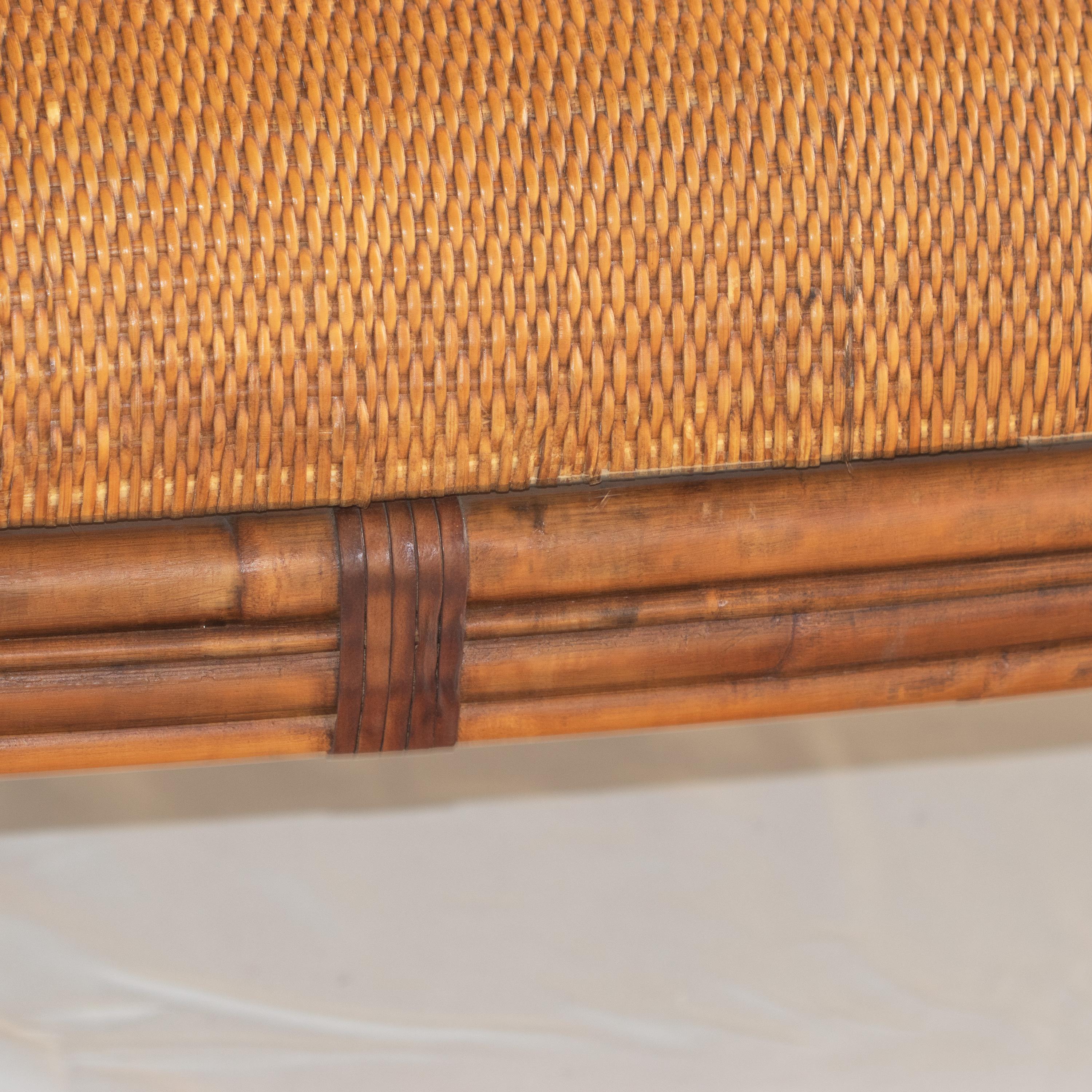 Sofa Bamboo Rattan Wood Painted Leather Ramon Castellano Spanish Kalma Furniture For Sale 3