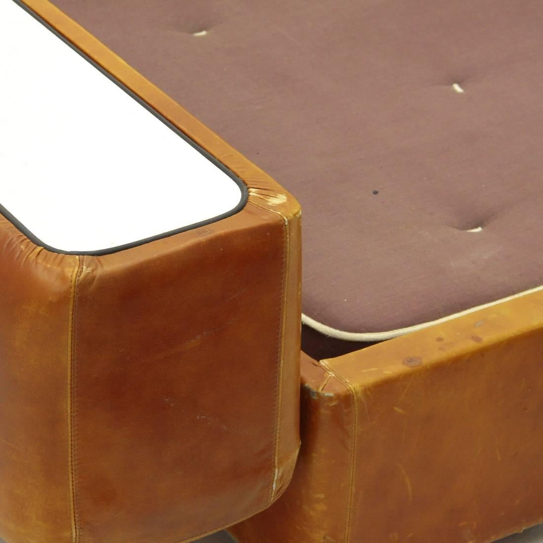Sofa Bed 711 in Brown Leather by Tito Agnoli for Cinova, 1960s 3