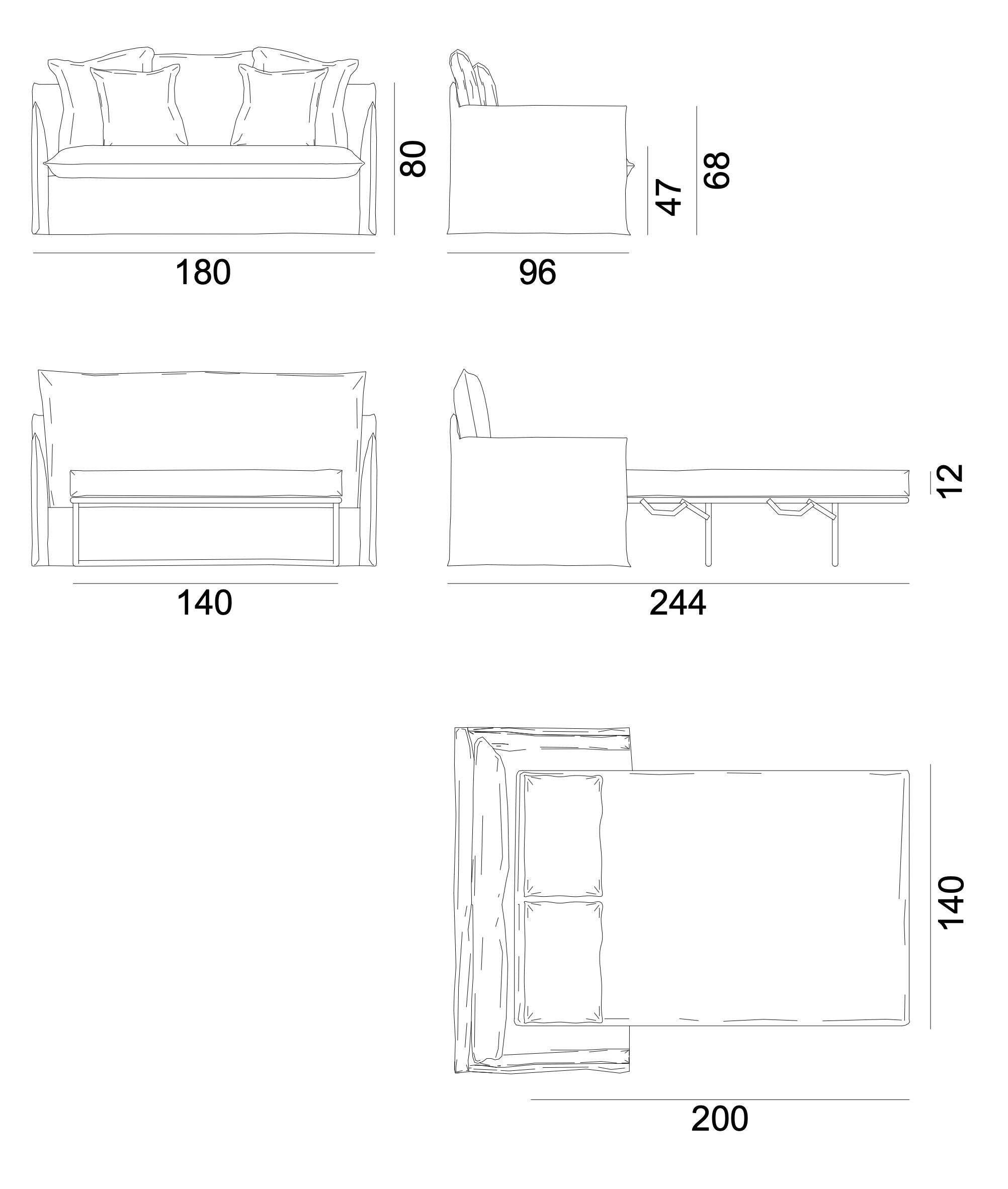 Schlafsofa Gervasoni Ghost 13 design Paola Navone - Stoff Cadice (Zeitgenössisch) im Angebot