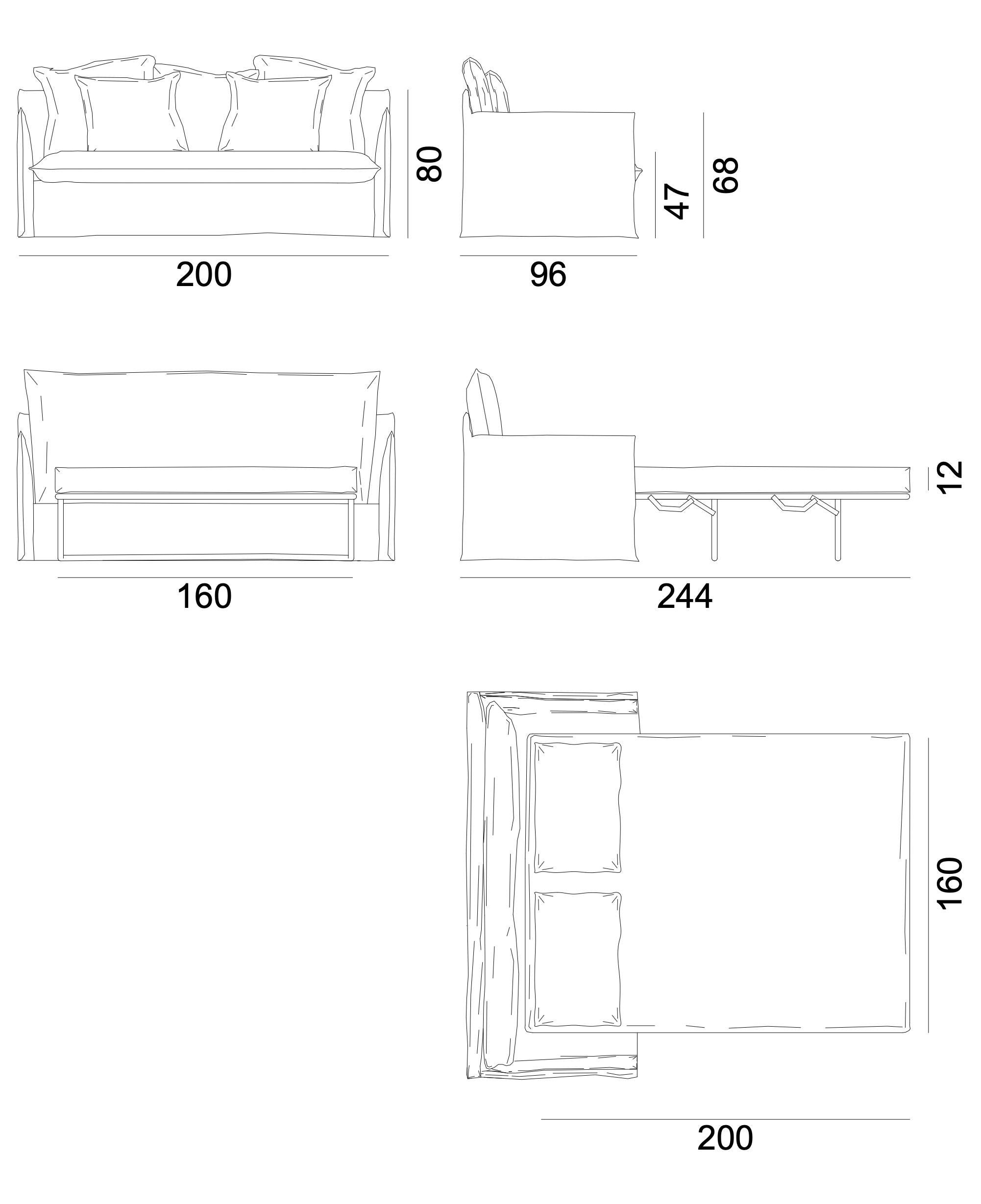 Schlafsofa Gervasoni Ghost 15 design Paola Navone - Stoff Cadice (Zeitgenössisch) im Angebot