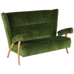 Sofa Beech Velvet Vintage Manufactured in Italy, 1950s