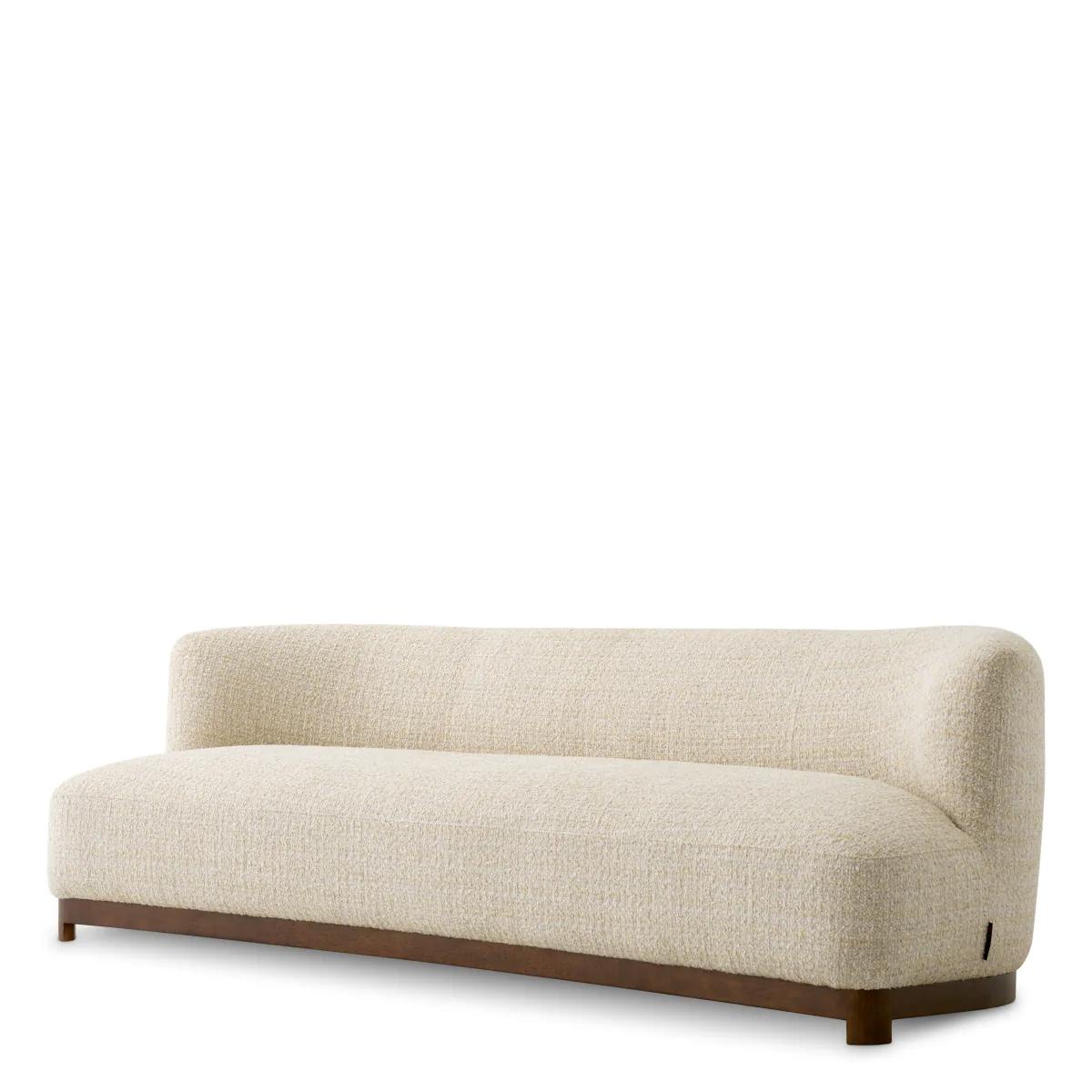 Sofa – Beige Fabric & Walnut Finish Base For Sale 5